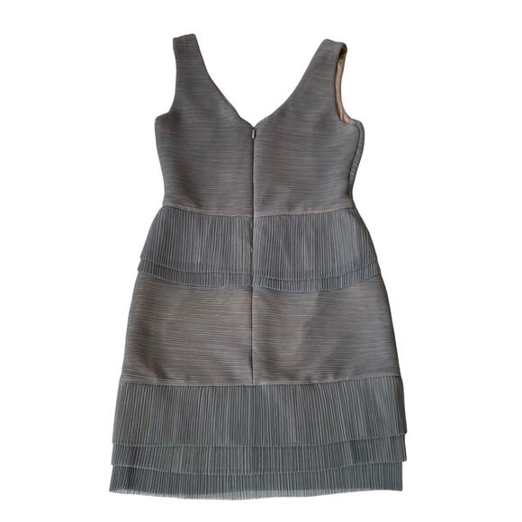 BCBGMaxAzria Sven Peplum Micropleat Mini Dress Cocktail Party M Grey Smoke NWOT - Picture 7 of 10